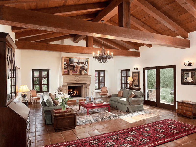 Spanish style interior design with Terracotta tile and hand-painted ceramic