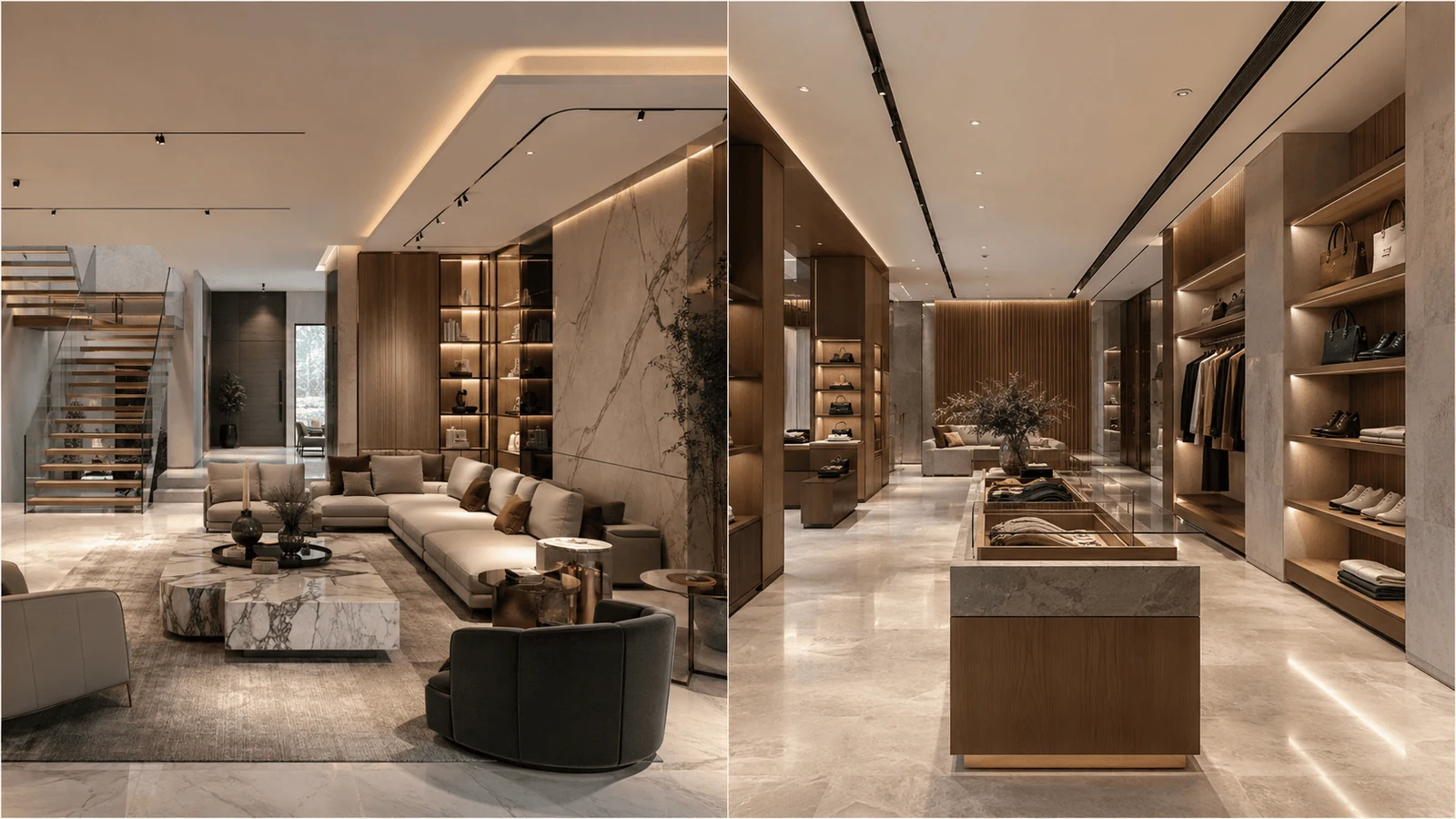 Completed residential and retail interiors showing relevant experience of a top fit out company