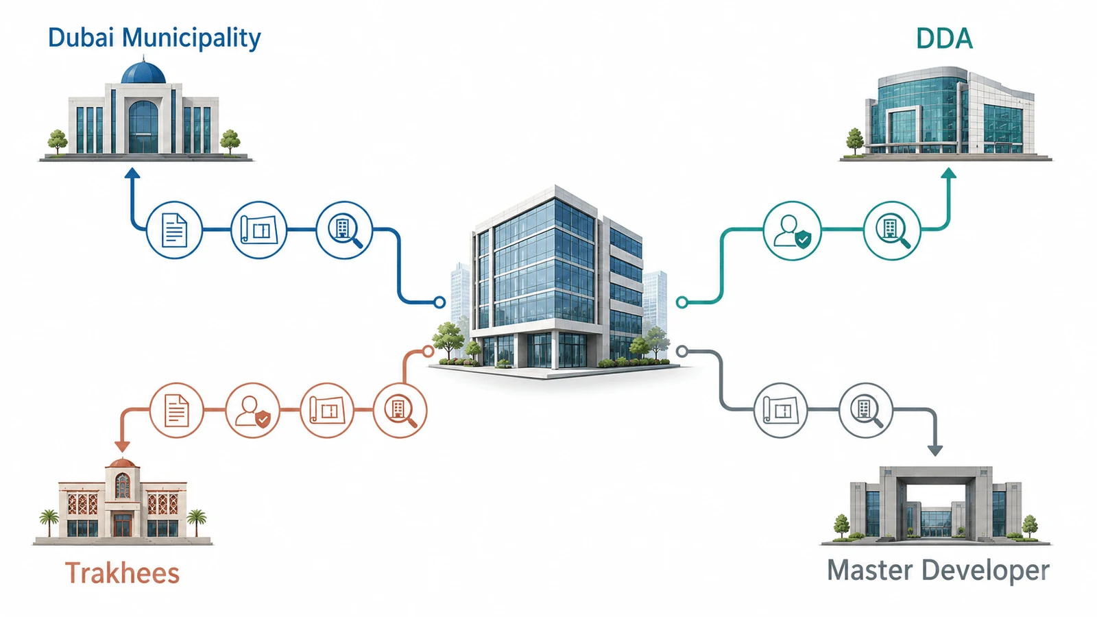 Drawings and permit documents showing the Dubai fit out approval route