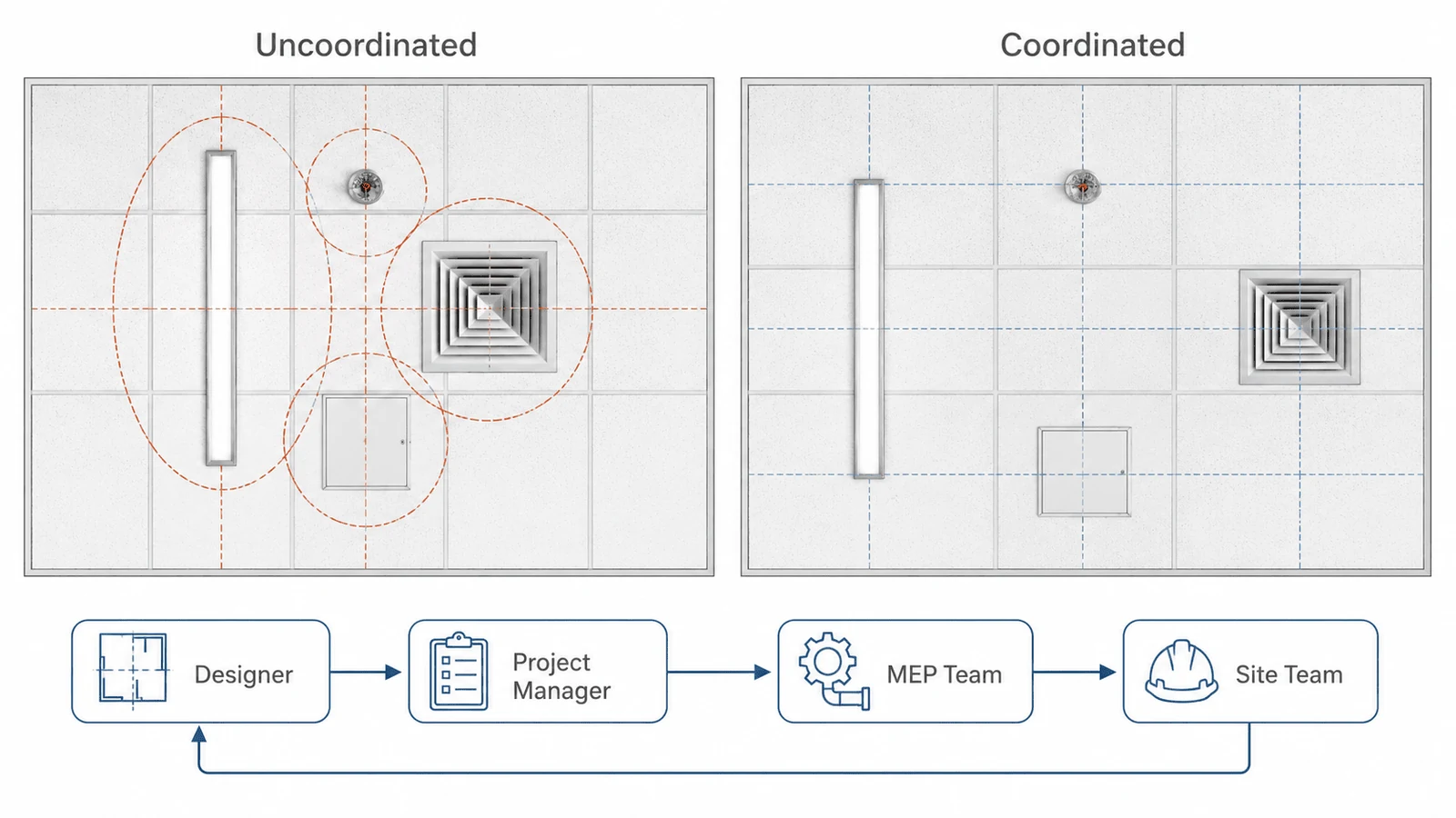 Site table with programme and drawings showing fit out project management